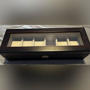 Dark Wood Watch Display Case with Glass Lid